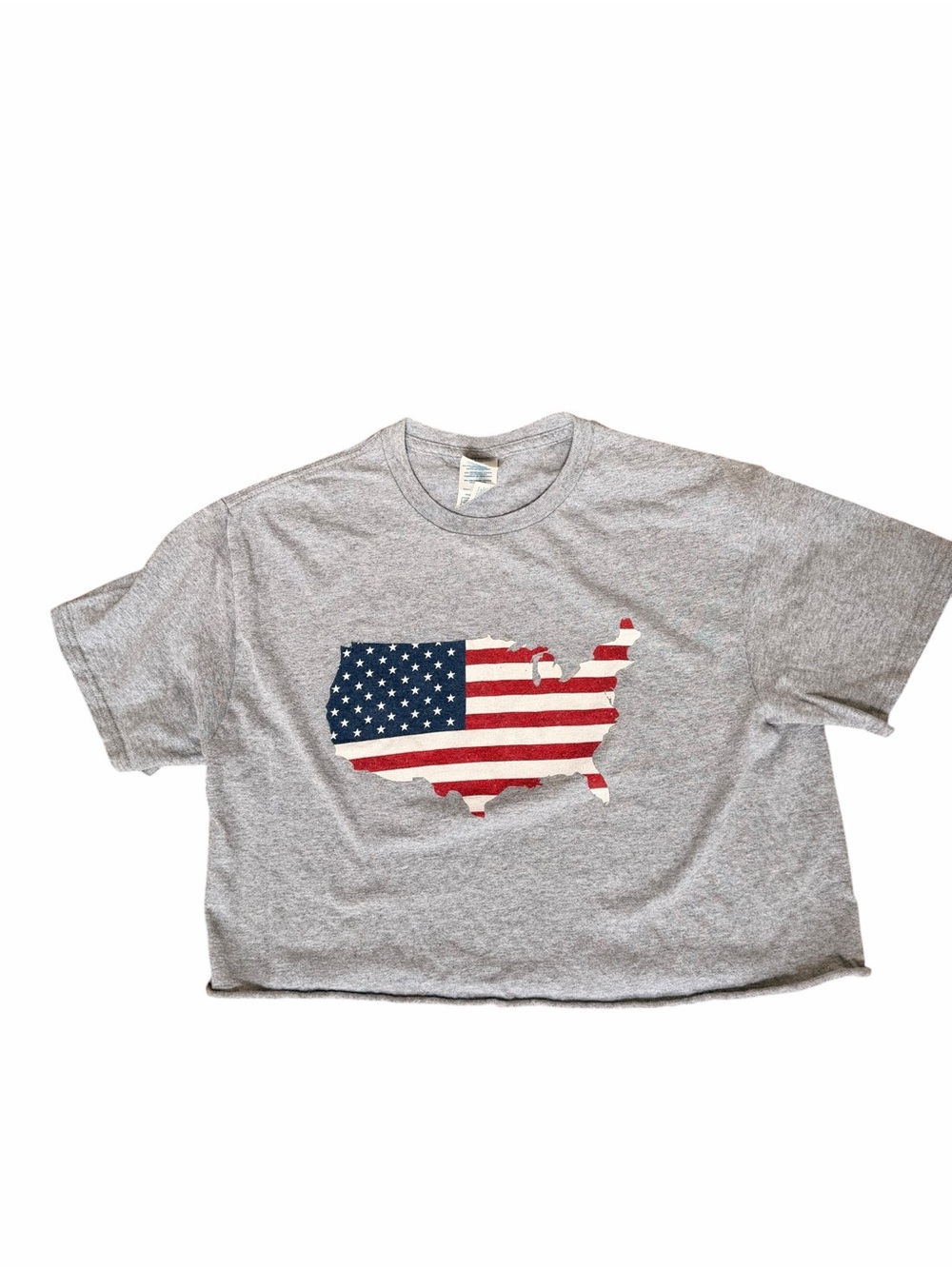 American Flag USA Crop Top Gray Adult Medium - Picture 7 of 9